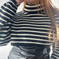 Black & White Stripes Crop Sweater