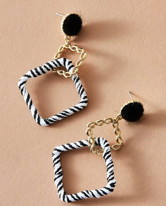 Zebra Print Fluffy Earrings