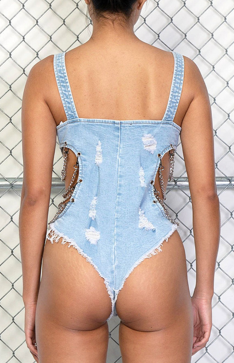 Denim Chain Bodysuit