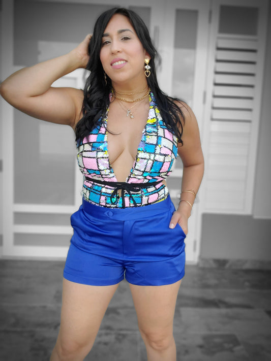 Tropi Blue High Waist Short