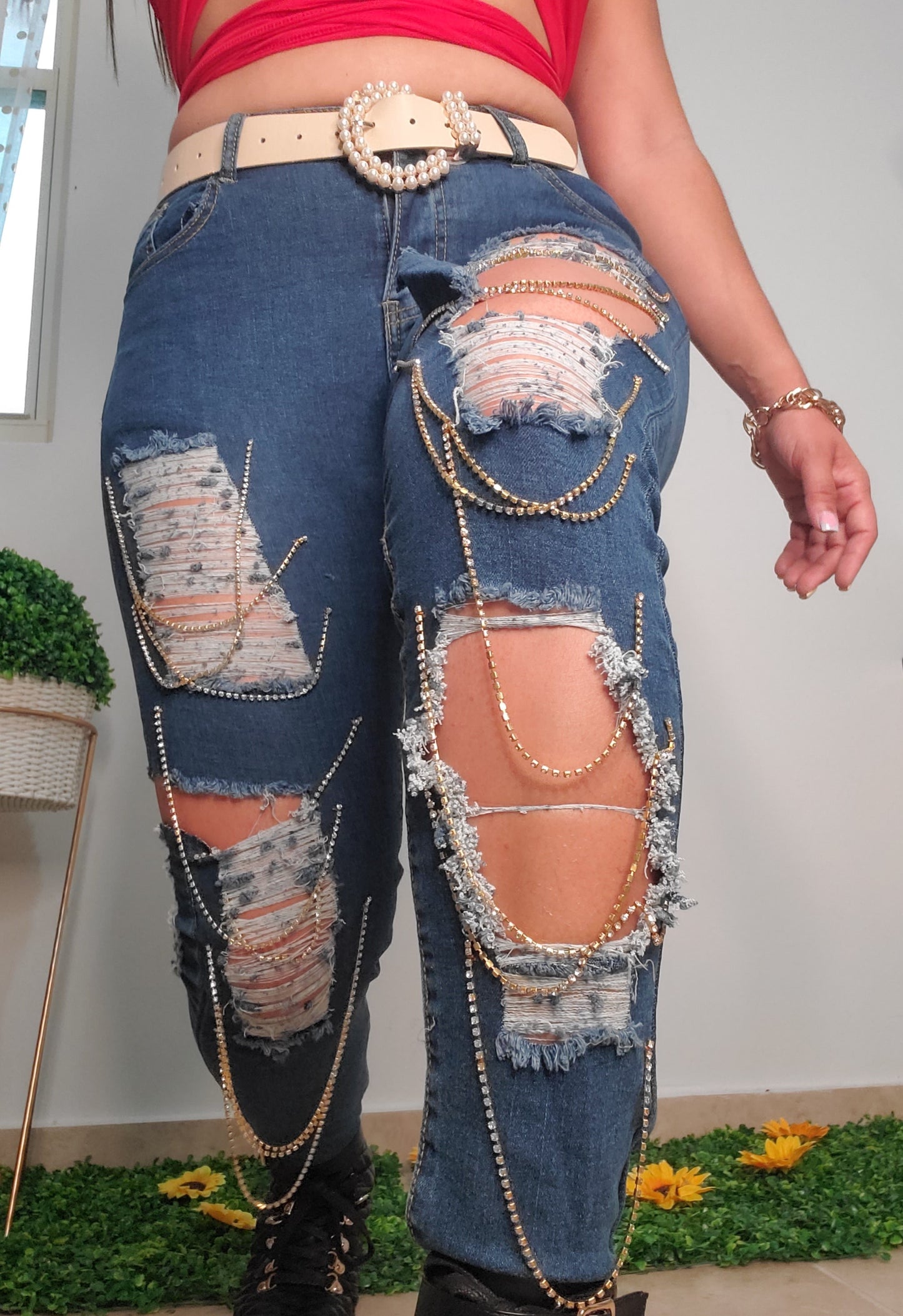 Gold Chain Jeans