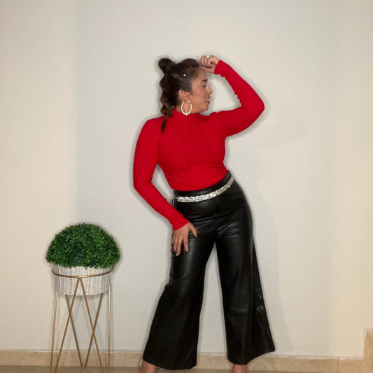 Wide Leg Leather Pant