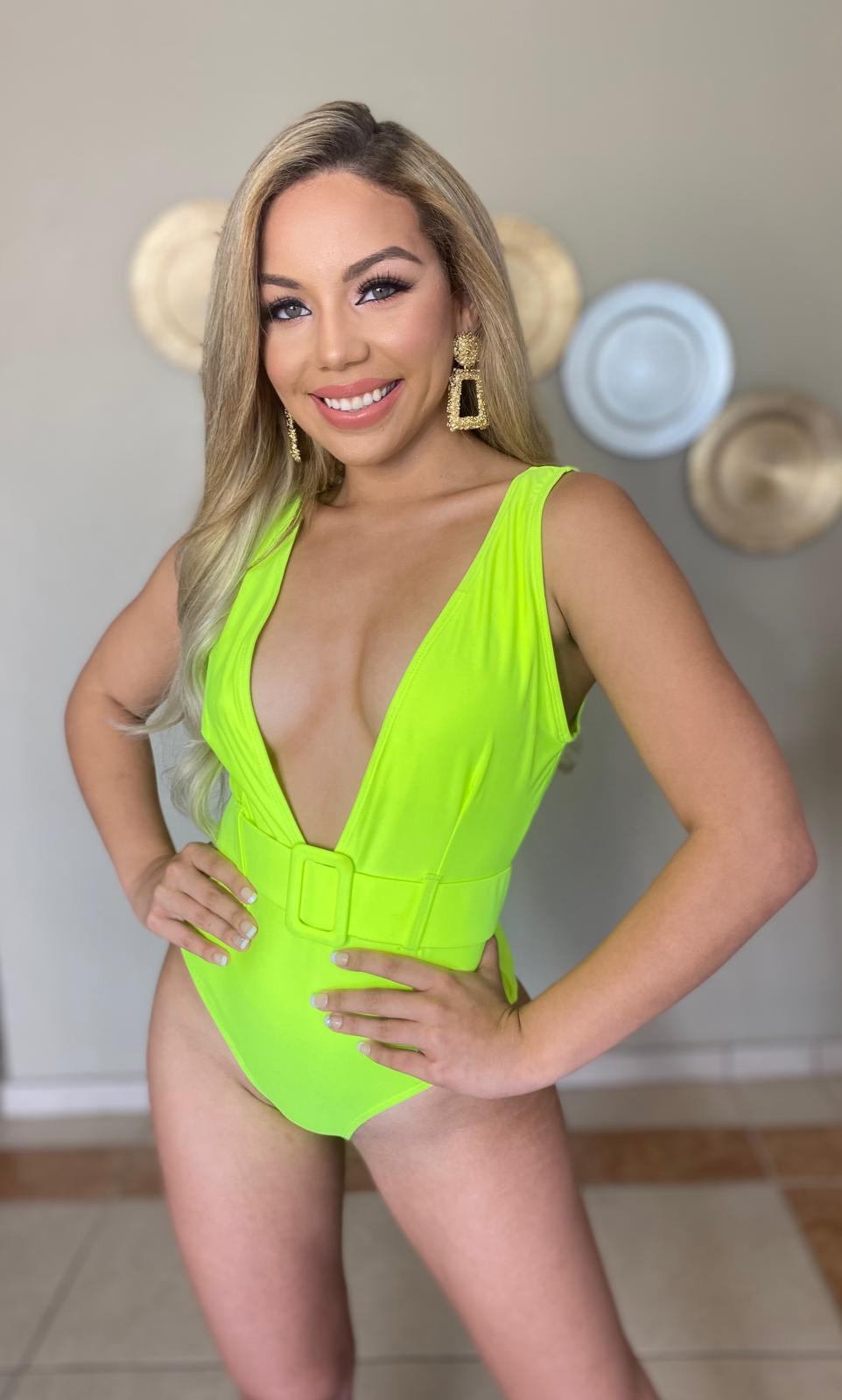 Belted Neon Bodysuit