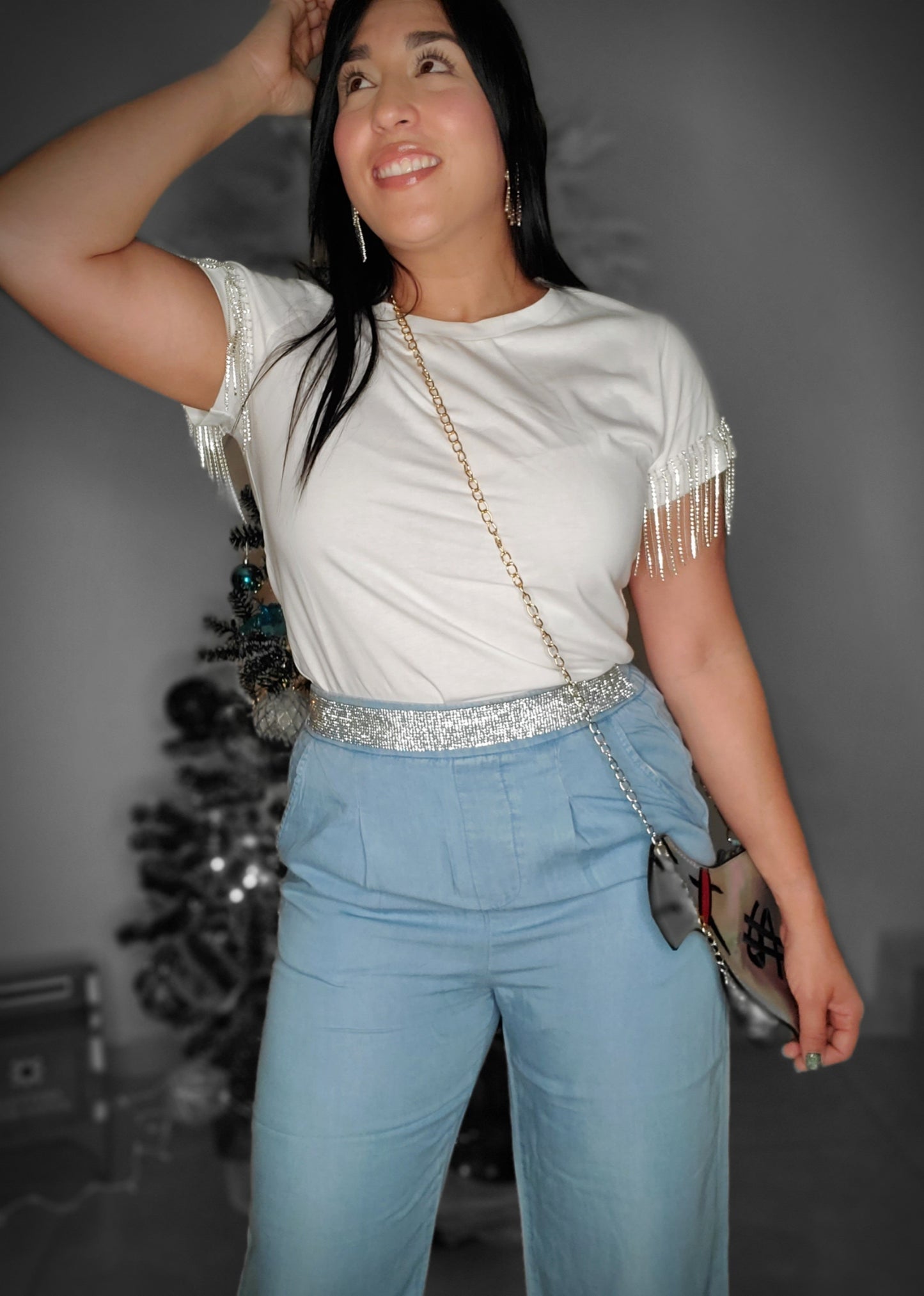 Rhinestone Fringe Top