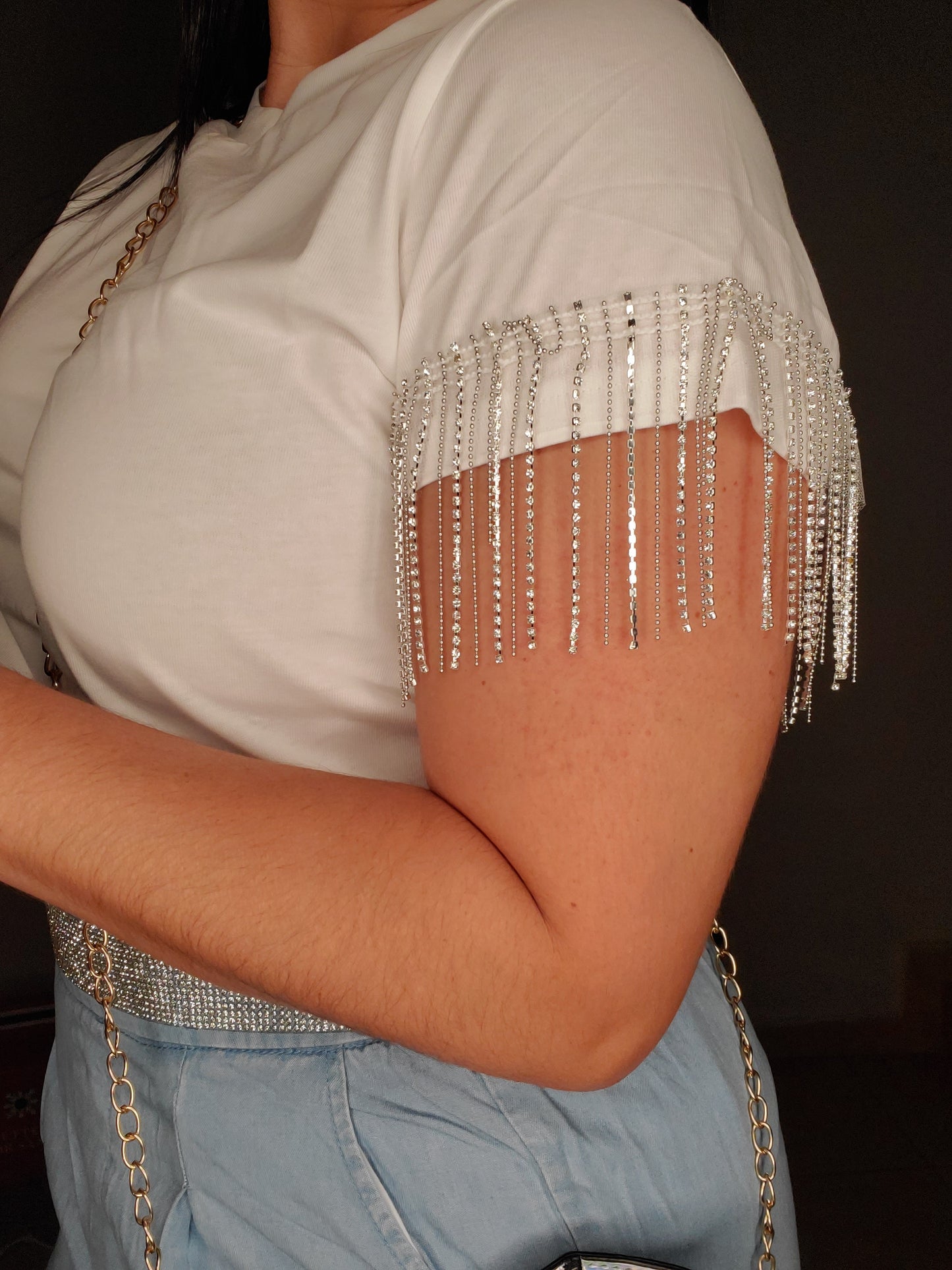 Rhinestone Fringe Top