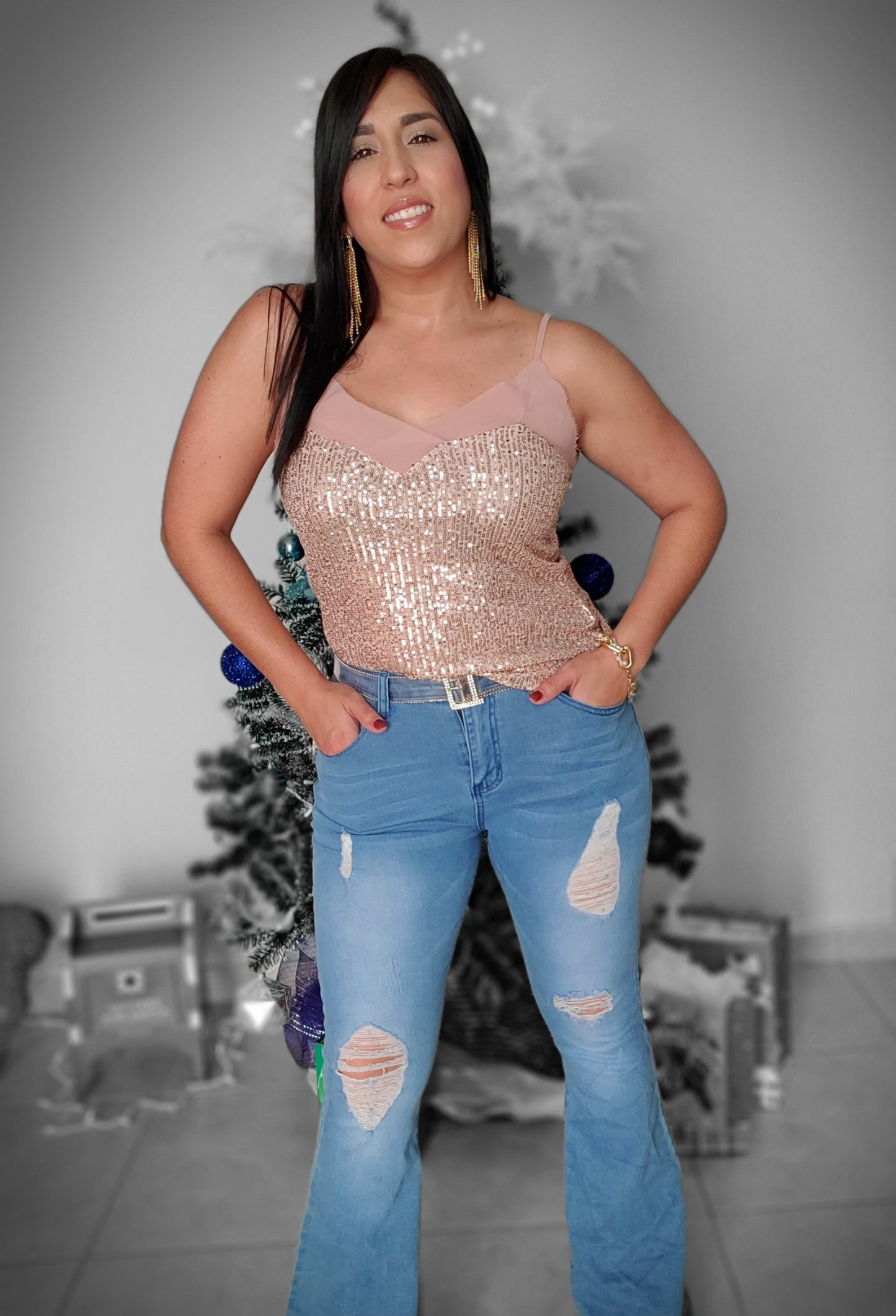 Rosegold Sequin Top