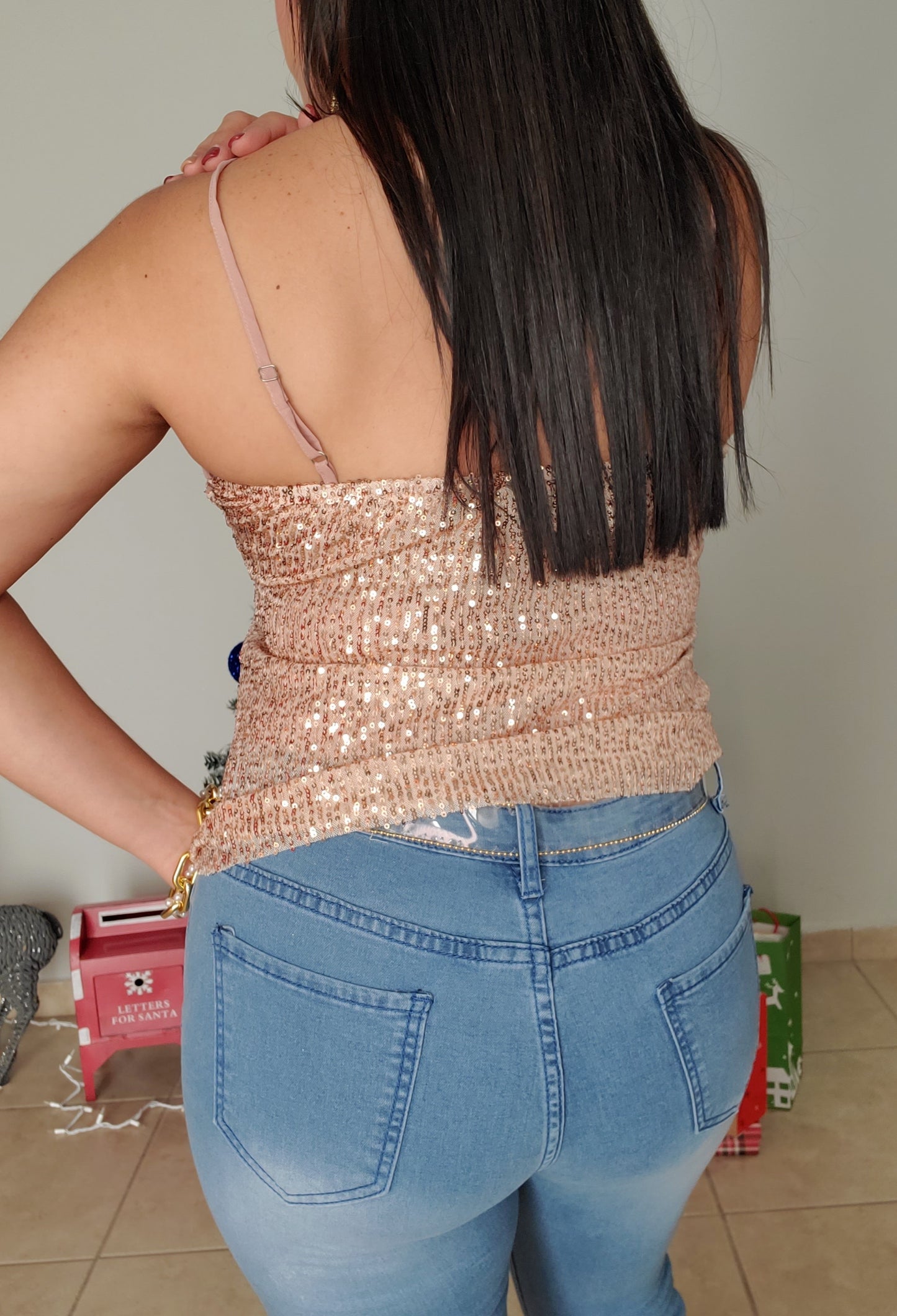 Rosegold Sequin Top