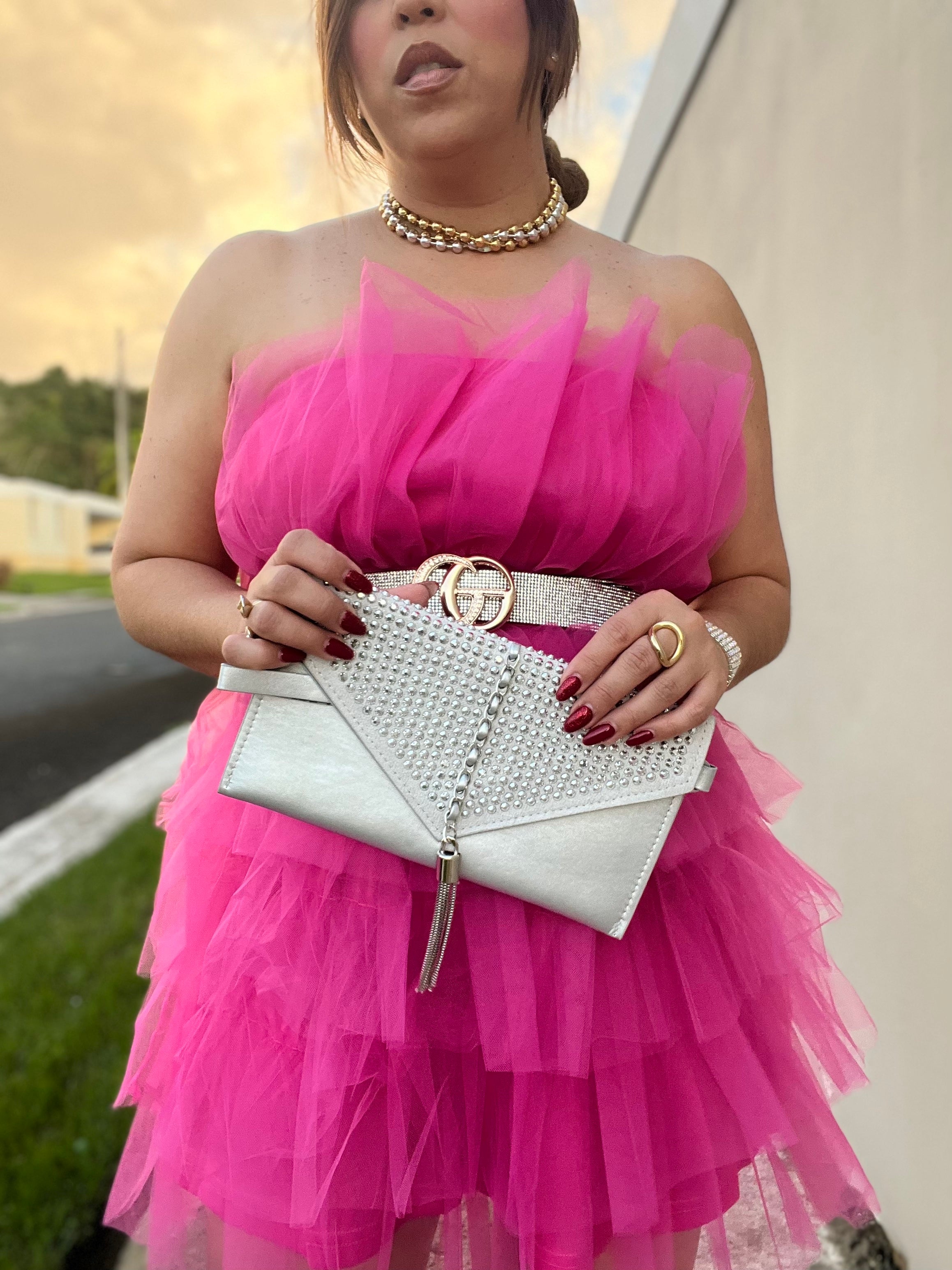 Plus size hot store pink tulle skirt