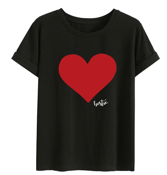 Bestie Black Tshirt (red heart)