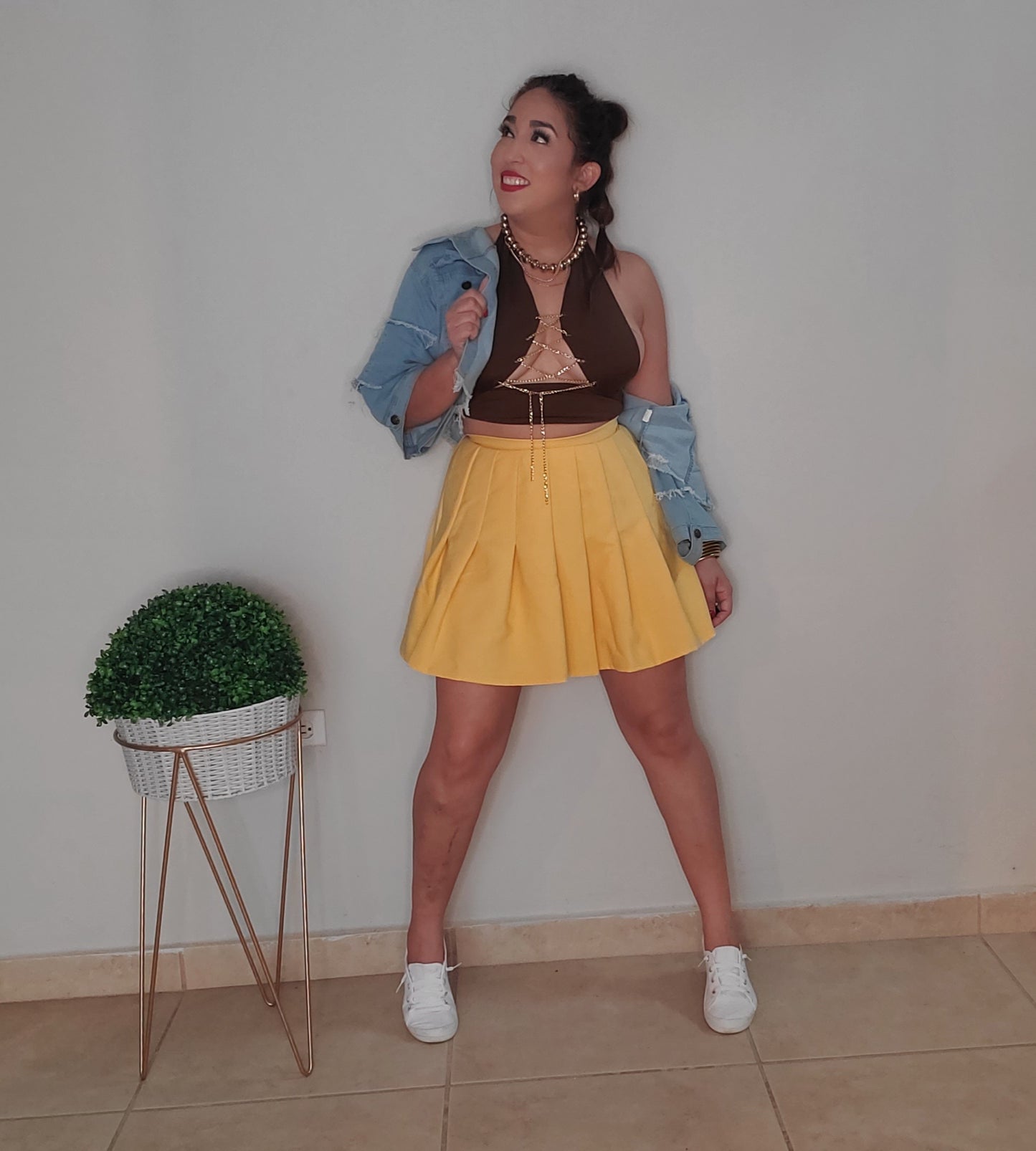 Yellow Tenis Pleated Skirt