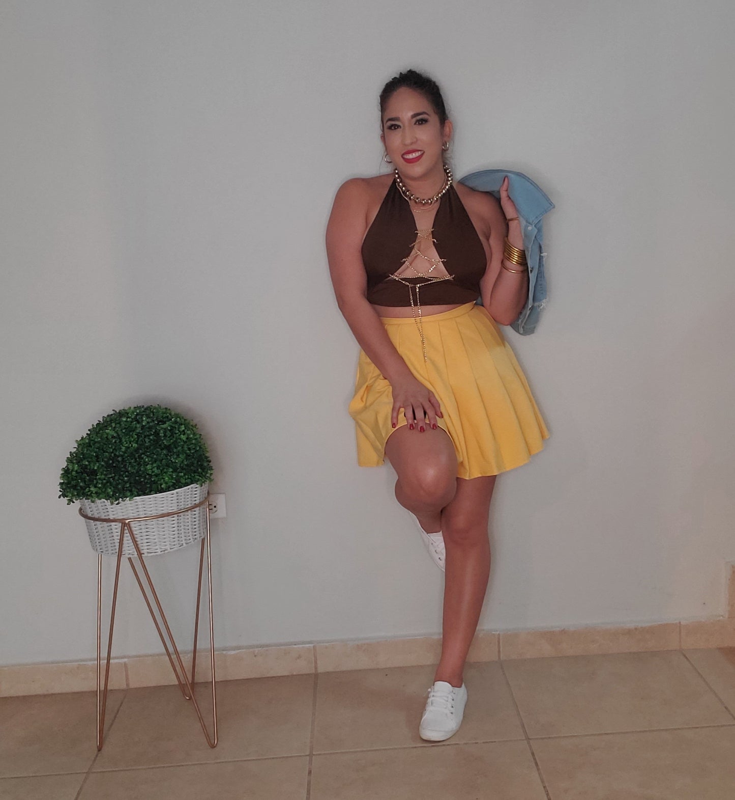 Yellow Tenis Pleated Skirt